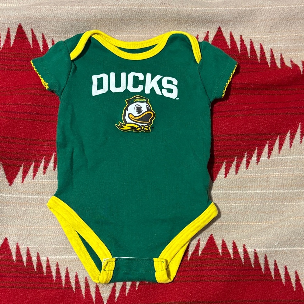 Oregon Ducks University of Oregon Green and Yellow 12m onesie